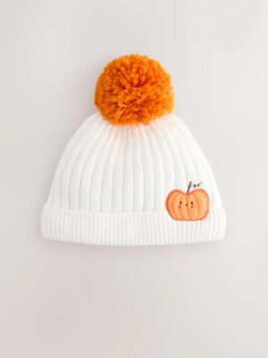 Orange Pumpkin Baby Knitted Pom Beanie Hat