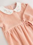 Pink Velour Baby Sleepsuit