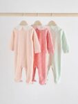 Pink 3 Pack Baby Sleepsuits