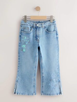 Light Blue Denim Floral Embellished Flare Jeans