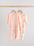 Pink 2 Pack Micro Fleece Two Way Zip Baby Sleepsuits