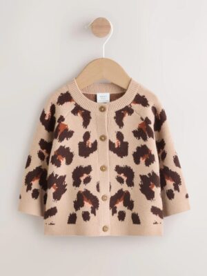 Brown Leopard Baby Knitted Cardigan