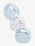 Blue/White Bear Baby 100% Cotton Bibs 3 Pack