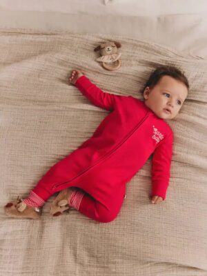 Red Baby Christmas Santa Sleepsuit
