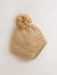 Baby Knitted Trapper Hat With Pom