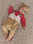 Brown Pudding Baby Christmas Dress Up Sleepsuit