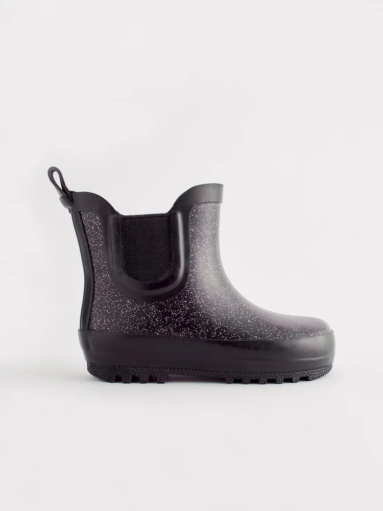 Black Glitter Chelsea Wellies