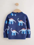 Blue Dinosaur Knitted Crew Neck Jumper