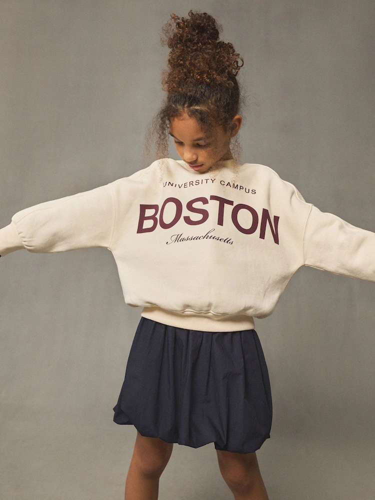 Ecru Slogan Sweatshirt