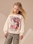 Ecru/Pink Unicorn Applique Sweatshirt