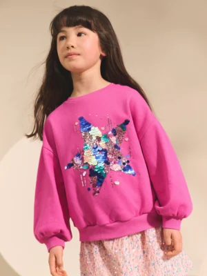 Bright Pink Sequin Star Sweatshirt