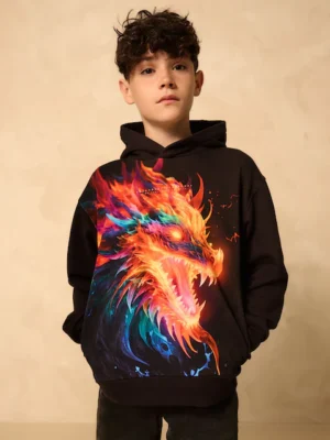 Black Dragon Older Boys Graphic Print Hoodie