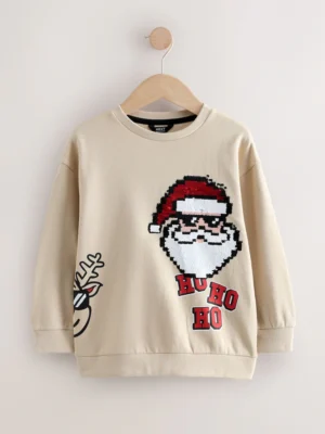 Stone Sequin Santa Christmas Crew Sweatshirt
