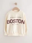 Ecru Slogan Sweatshirt