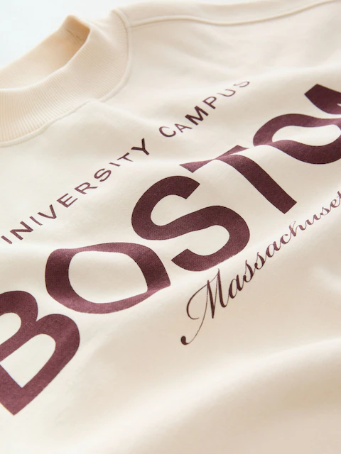 Ecru Slogan Sweatshirt