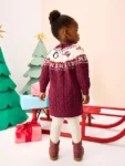 Plum Christmas Fairisle Pattern Character Jumper Dress