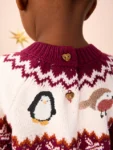 Plum Christmas Fairisle Pattern Character Jumper Dress