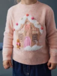 Pink Christmas Gingerbread House Jumper