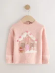 Pink Christmas Gingerbread House Jumper
