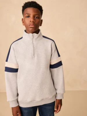 Grey Colourblock Funnel Neck Sweatshirt