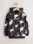 Black Football Print Older Boys Graphic Print Hoodie