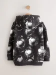 Black Football Print Older Boys Graphic Print Hoodie