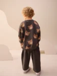 Charcoal Grey Bear All Over Printed Sweatshirt and Joggers Set