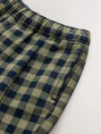 Navy Gingham Barrel Pull On Trousers