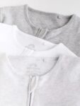 Grey Essential Zipped 100% Cotton Baby Sleepsuits 3 Pack