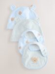 Blue Bear Baby Beanie and Bibs 4 Piece Set