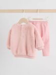 Pink Bunny Baby Fleece Tops and Leggings Set 2 Piece