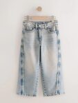 Denim Fray Seam Wide Leg Jeans
