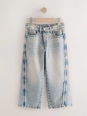 Denim Fray Seam Wide Leg Jeans