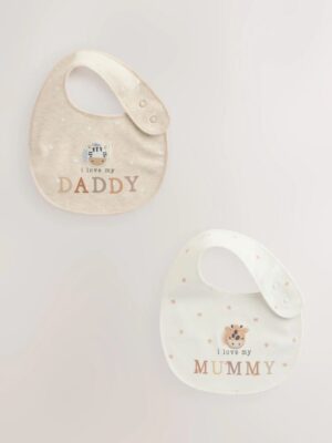 Neutral Character I Love My Mummy/Daddy Baby Bibs 2 Pack