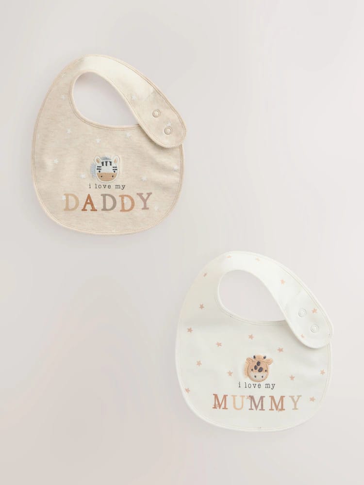 Neutral Character I Love My Mummy/Daddy Baby Bibs 2 Pack