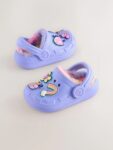 Purple Faux Fur Lined Clog Slippers