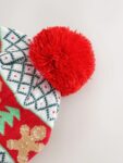 Red Gingerbread Baby Knitted Pom Christmas Beanie Hat