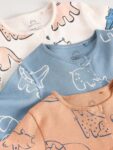 Brown/Blue Baby Sleepsuits 3 Pack