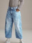 Mid Blue Denim Volume Barrel Jeans
