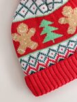 Red Gingerbread Baby Knitted Pom Christmas Beanie Hat