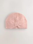 Pink Knitted Bow Baby Turban Hat