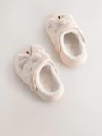 Bone Faux Fur Lined Clog Slippers