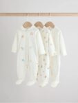 White Ground Sleepsuits 3 Pack
