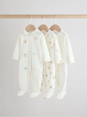 White Ground Sleepsuits 3 Pack