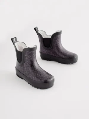 Black Glitter Chelsea Wellies
