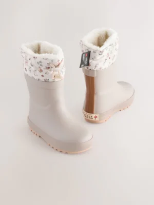 Brown Printed Thinsulate Lined Cuff Wellies