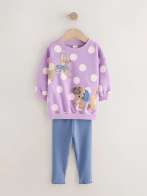 Purple Polka Dot Dogs Sweatshirt & Leggings Set