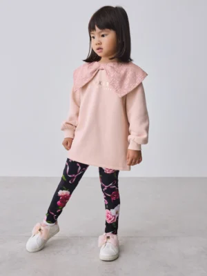 Baker by Ted Baker Pink 2 Piece Sequin Bow Collar Sweat & Leggings Set