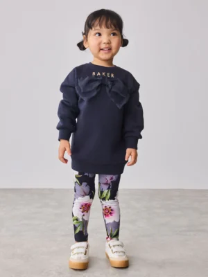 Baker by Ted Baker 2 Piece Longline Bow Sweat and Floral Leggings Set