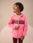 Pink Multi Stripe Zip Through Hoodie